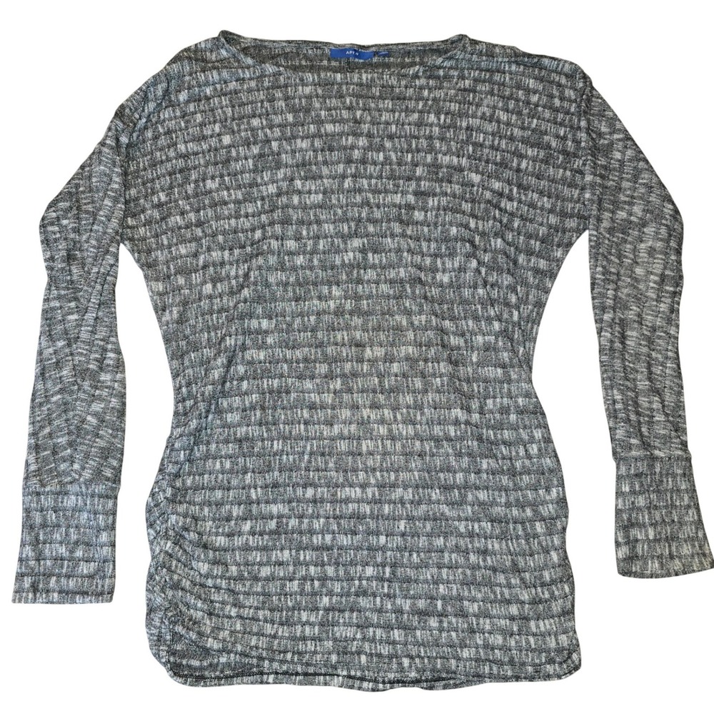 APT. 9 Medium Gray gradient ombre long sleeve rouched ruched long t-shirt